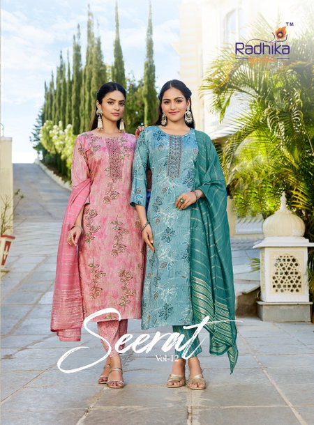 Seerat Vol 12 By Radhika Rayon Kurti With Bottom Dupatta Suppliers In India